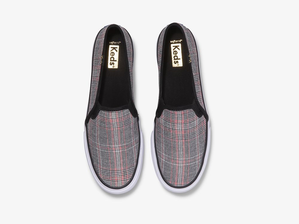 Keds Double Decker Plaid Női SlipOnSneakers Fekete Színes | HU-53673