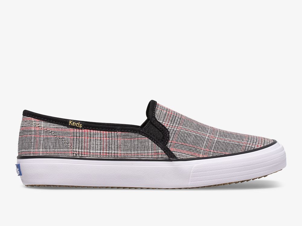 Keds Double Decker Plaid Női SlipOnSneakers Fekete Színes | HU-53673