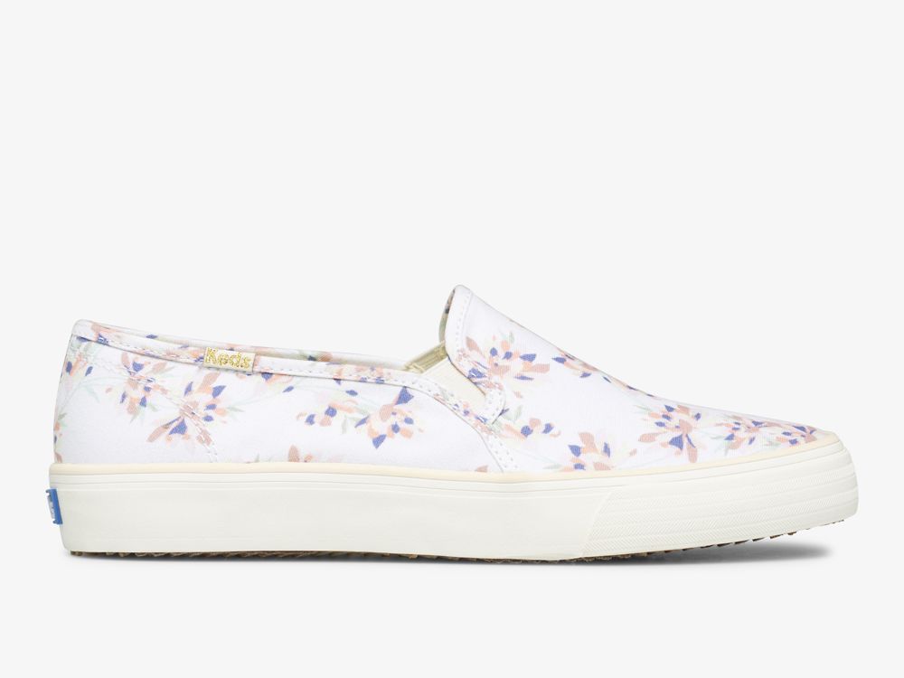 Keds Double Decker Spring Floral Női SlipOnSneakers Krém | HU-53379