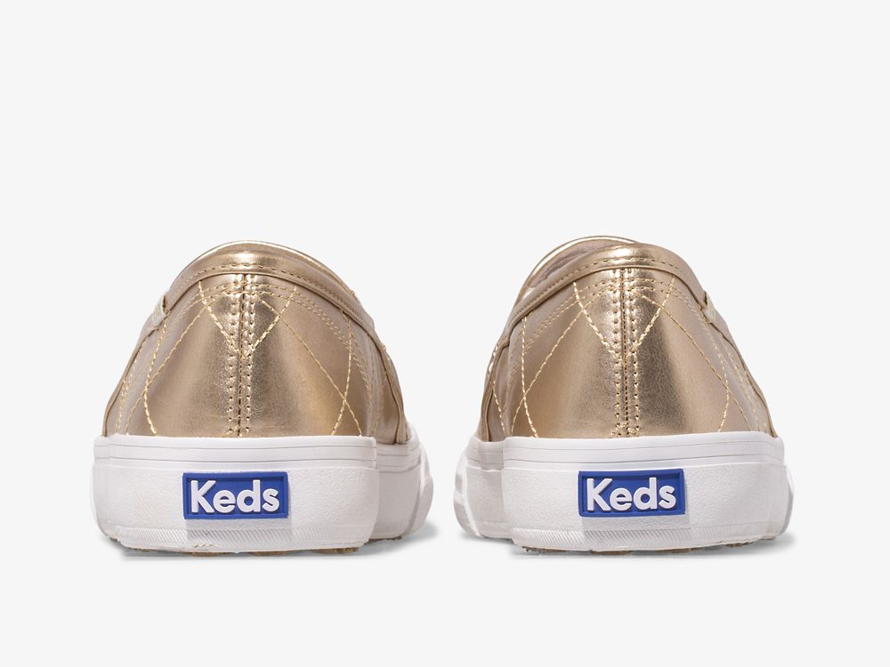 Keds Double Decker Steppelt Metallic Női SlipOnSneakers Arany | HU-57756