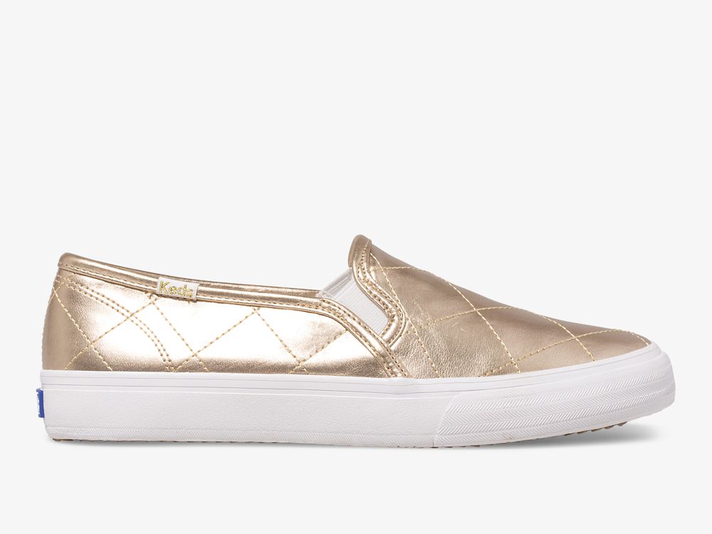 Keds Double Decker Steppelt Metallic Női SlipOnSneakers Arany | HU-57756