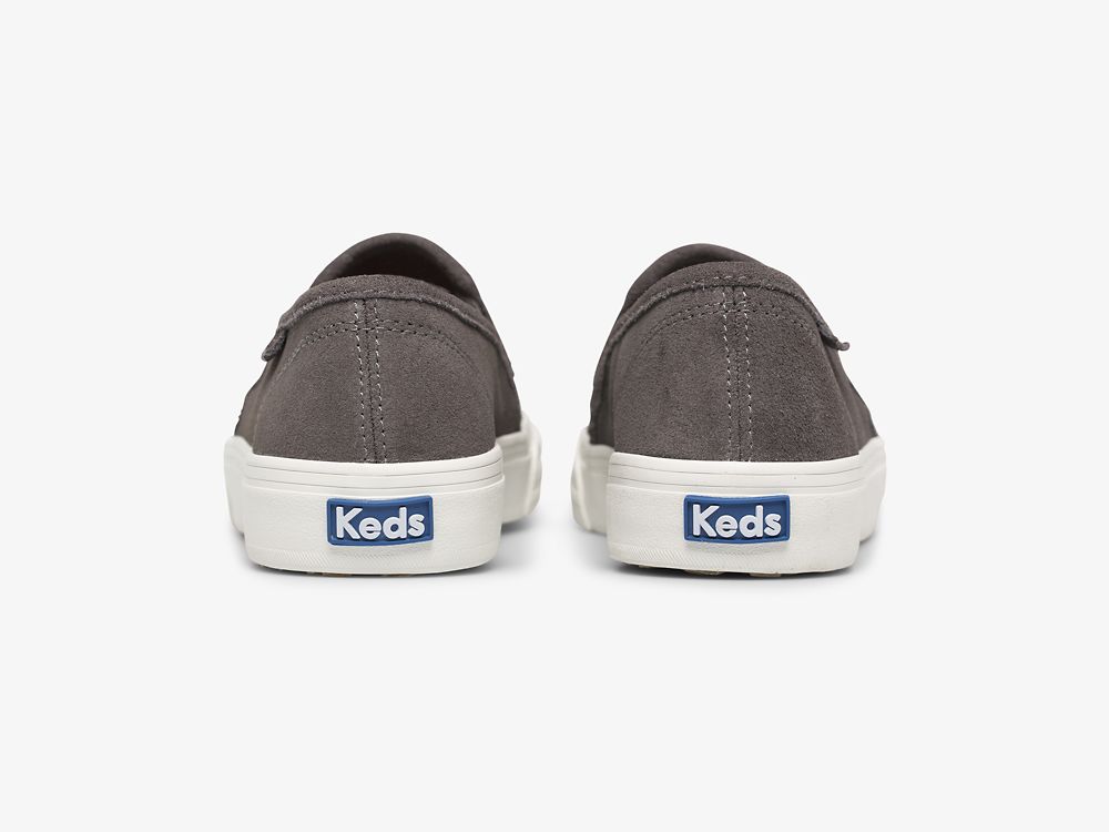 Keds Double Decker Velúr Női SlipOnSneakers Sötétszürke | HU-90342