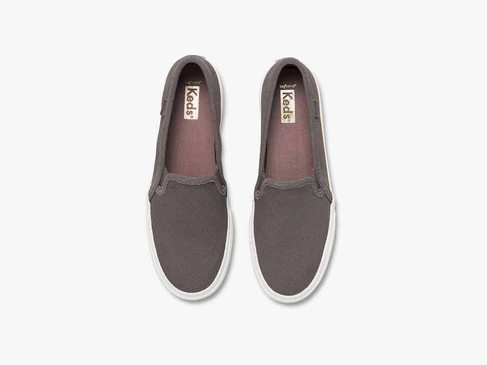 Keds Double Decker Velúr Női SlipOnSneakers Sötétszürke | HU-90342