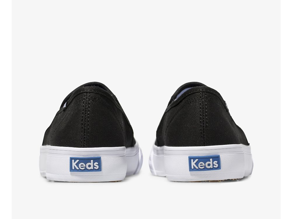 Keds Double Decker Vászon Női SlipOnSneakers Fekete | HU-61403