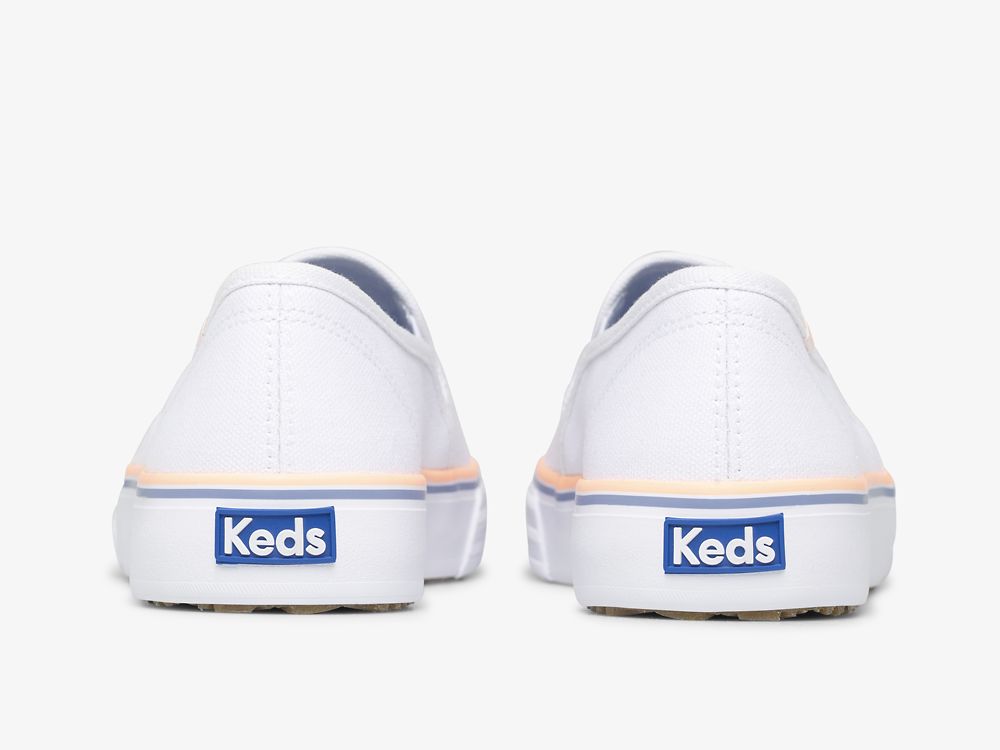 Keds Double Decker Vászon Női SlipOnSneakers Fehér Korall | HU-95487