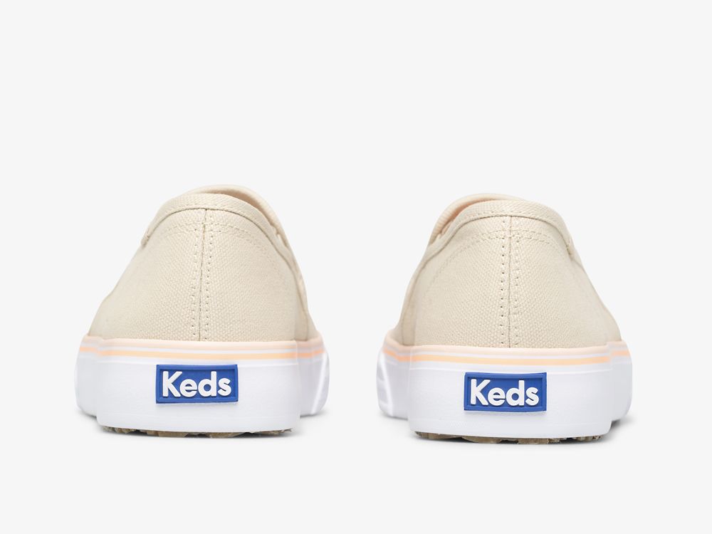 Keds Double Decker Vászon Washable Női SlipOnSneakers Bézs | HU-82281