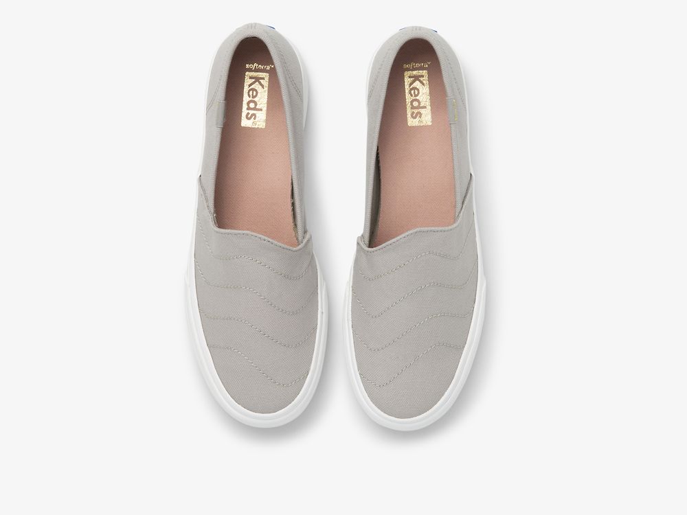 Keds Double Decker Wave Vászon Női SlipOnSneakers Szürke | HU-23515