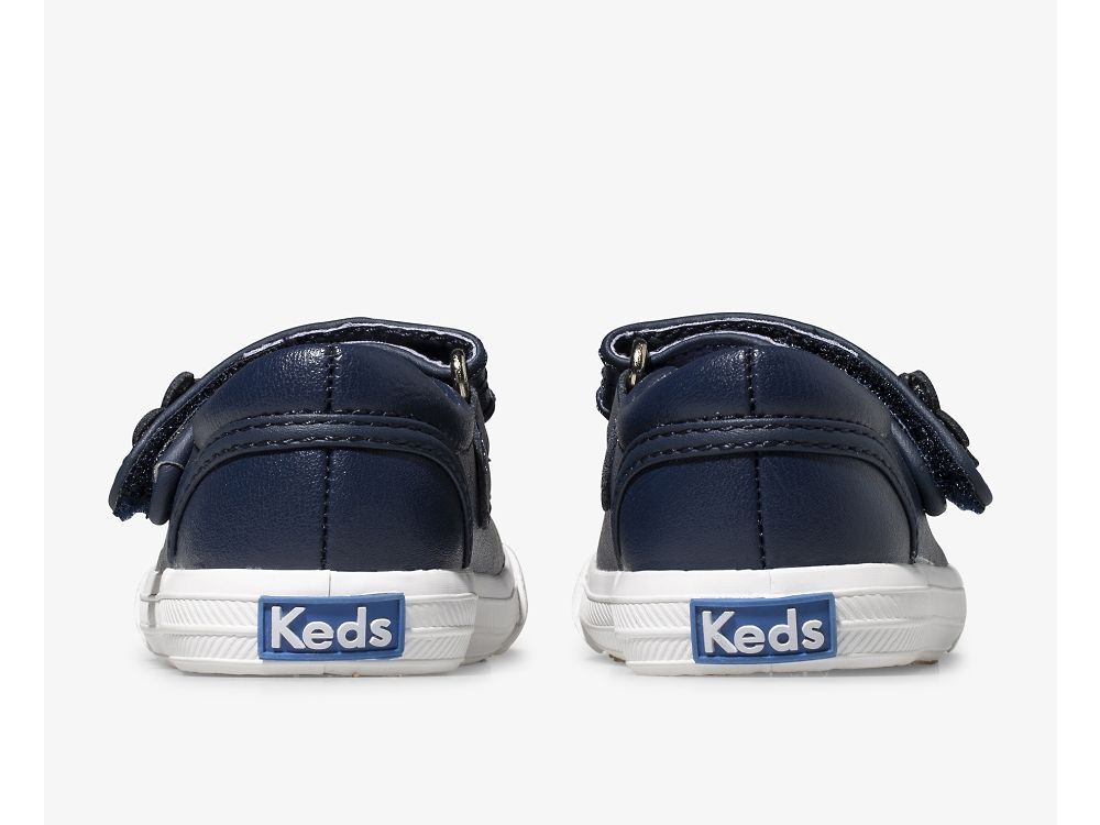 Keds Ella Mary Jane Lány Bőr Sneakers Sötétkék | HU-25051