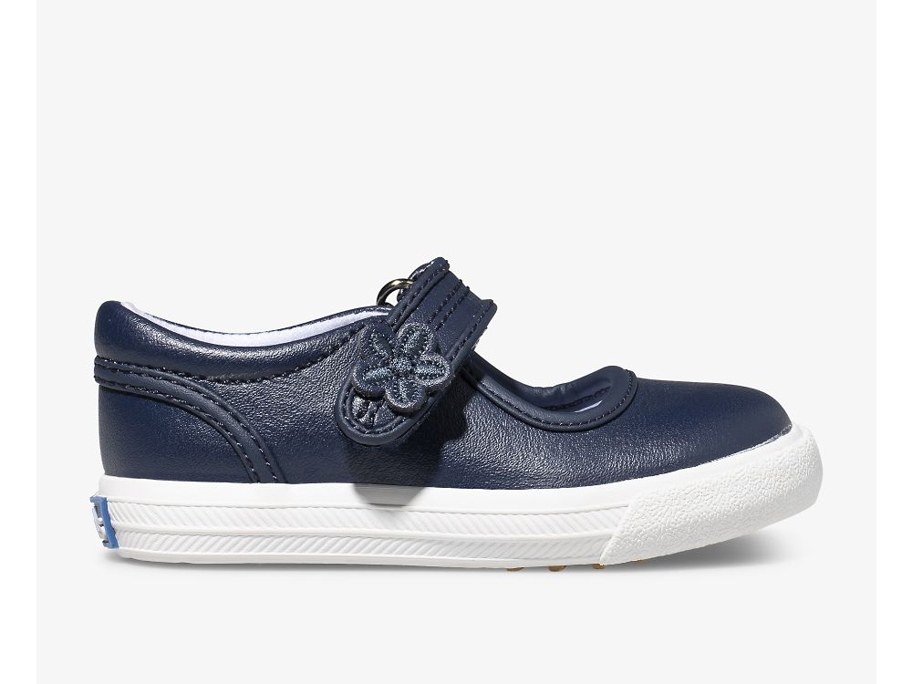 Keds Ella Mary Jane Lány Bőr Sneakers Sötétkék | HU-25051