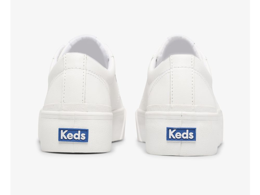 Keds Jump Kick Duo Bőr Női FűzősCipő Fehér | HU-34108