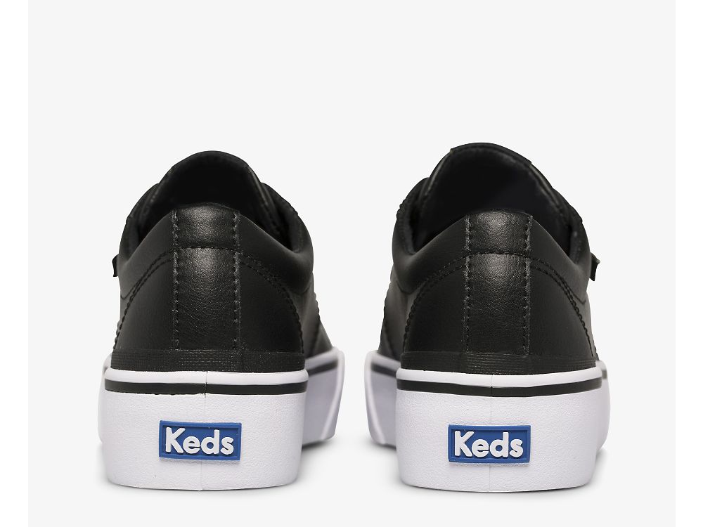 Keds Jump Kick Duo Bőr Női Platform Sneakers Fekete | HU-51185