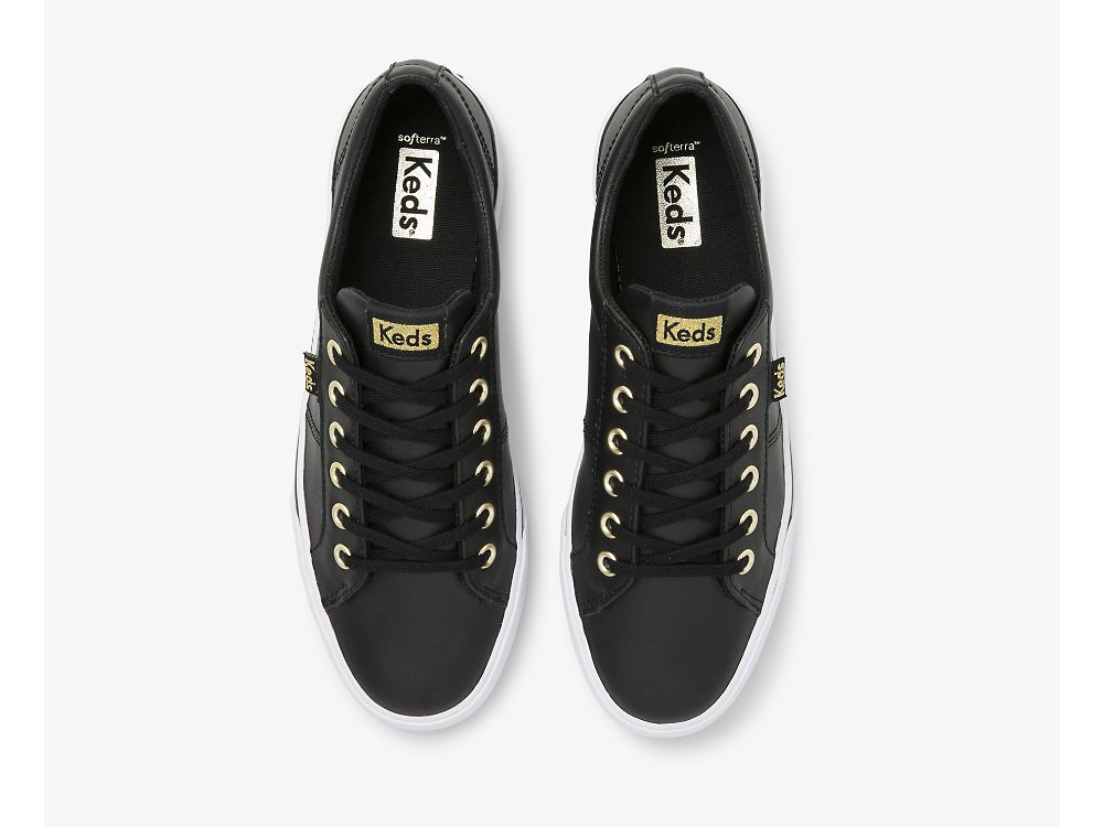 Keds Jump Kick Duo Bőr Női Platform Sneakers Fekete | HU-51185