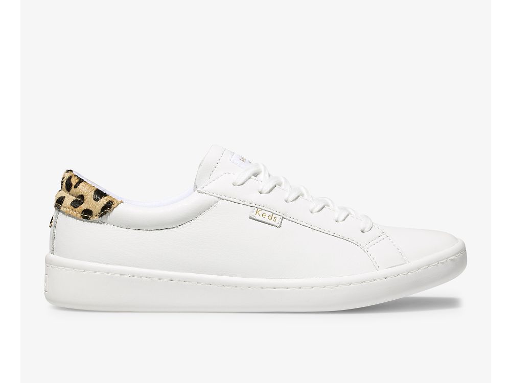 Keds Kate Spade New York Ace Bőr Calf Hair Női Bőr Sneakers Fehér Leopárd | HU-24061