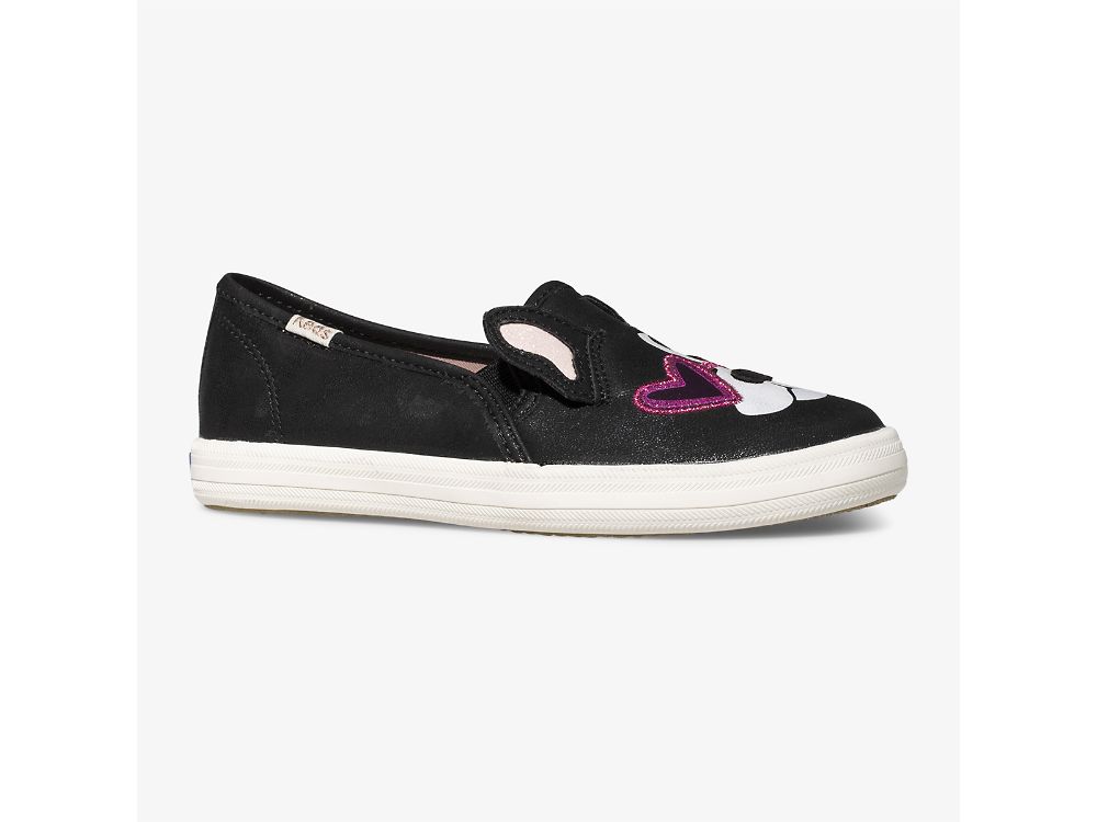 Keds Kate Spade New York Double Decker Francois Lány Bőr Sneakers Fekete | HU-11690