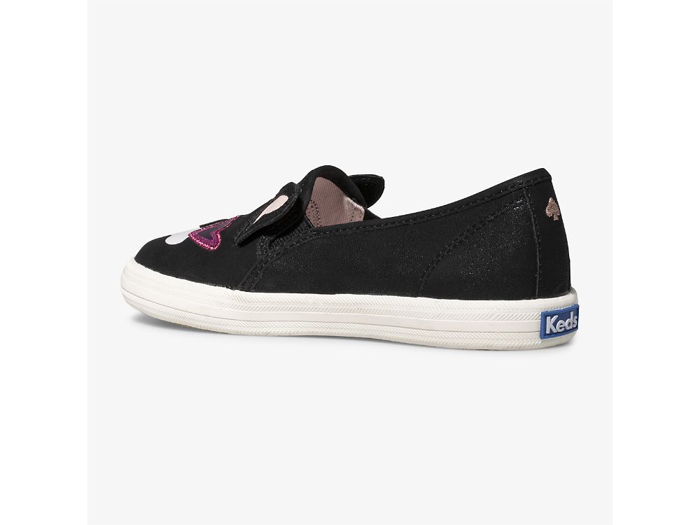 Keds Kate Spade New York Double Decker Francois Lány Bőr Sneakers Fekete | HU-11690