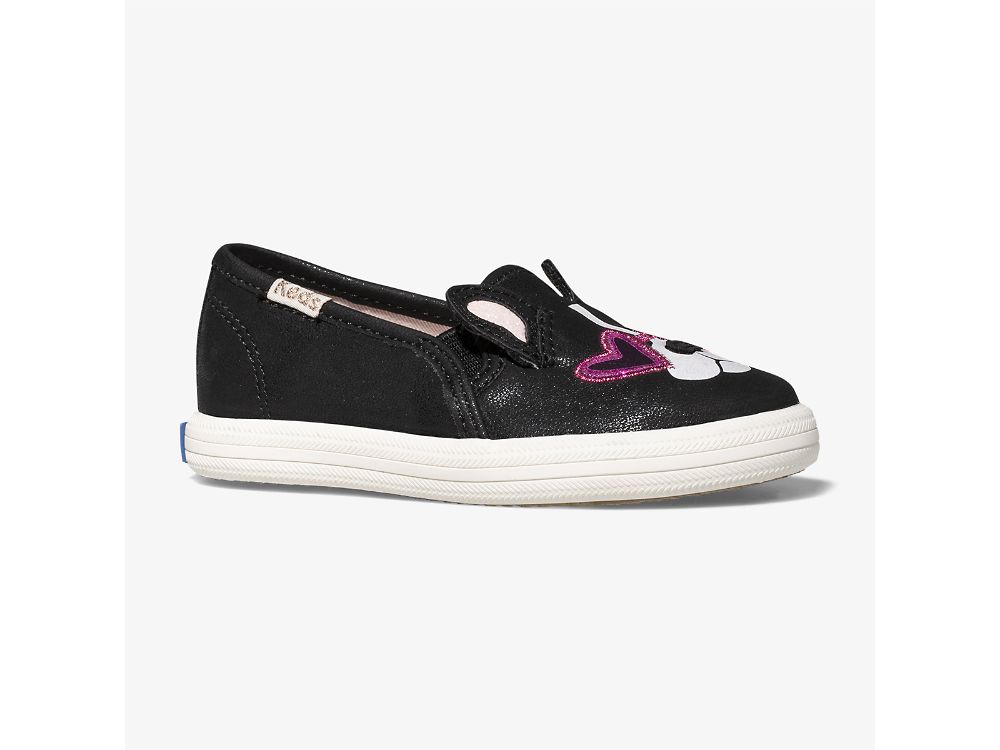 Keds Kate Spade New York Double Decker Francois Lány SlipOnSneakers Fekete | HU-31958