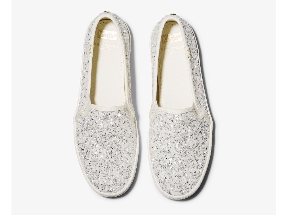 Keds Kate Spade New York Double Decker Glitter Női SlipOnSneakers Krém | HU-91242