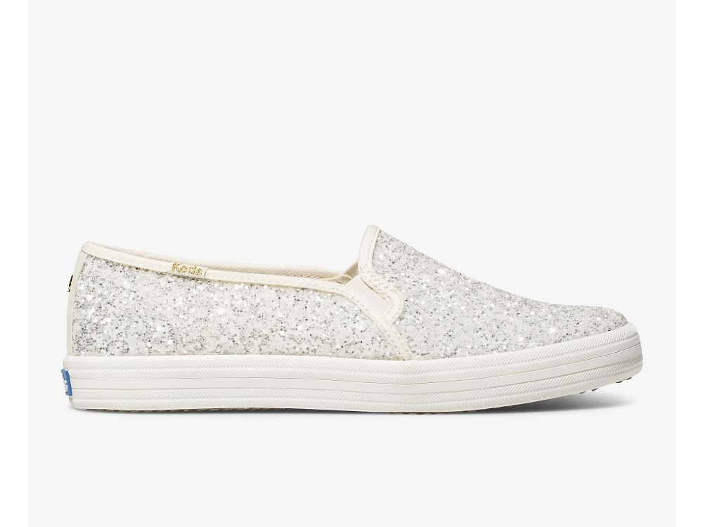 Keds Kate Spade New York Double Decker Glitter Női SlipOnSneakers Krém | HU-91242