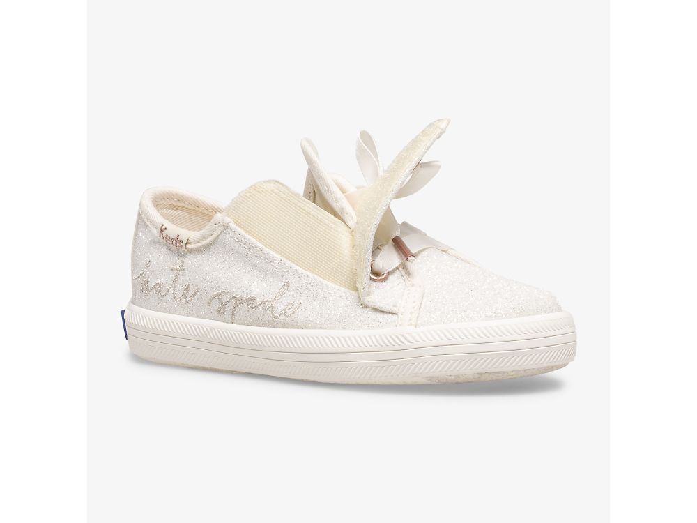 Keds Kate Spade New York Kickstart Jr Ivory Glitter Lány Tornacipő Fehér | HU-22569