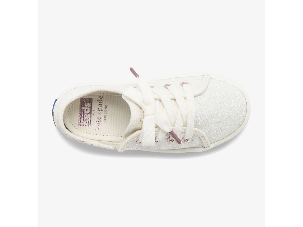 Keds Kate Spade New York Kickstart Jr Ivory Glitter Lány Tornacipő Fehér | HU-22569