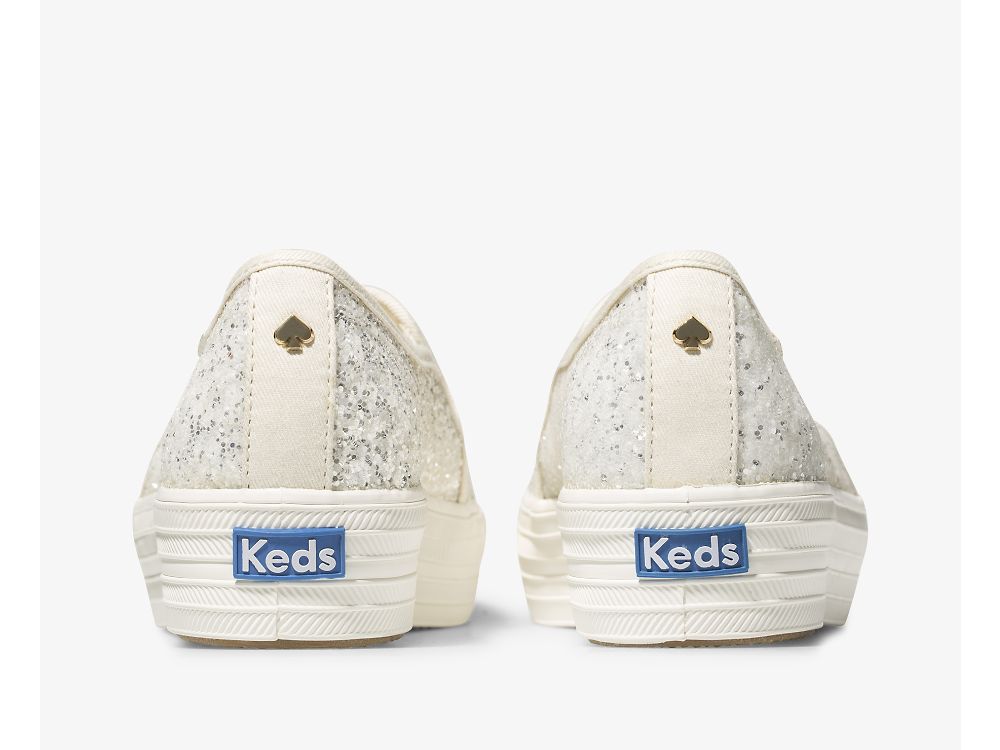 Keds Kate Spade New York Triple Decker Glitter Női SlipOnSneakers Krém | HU-64549