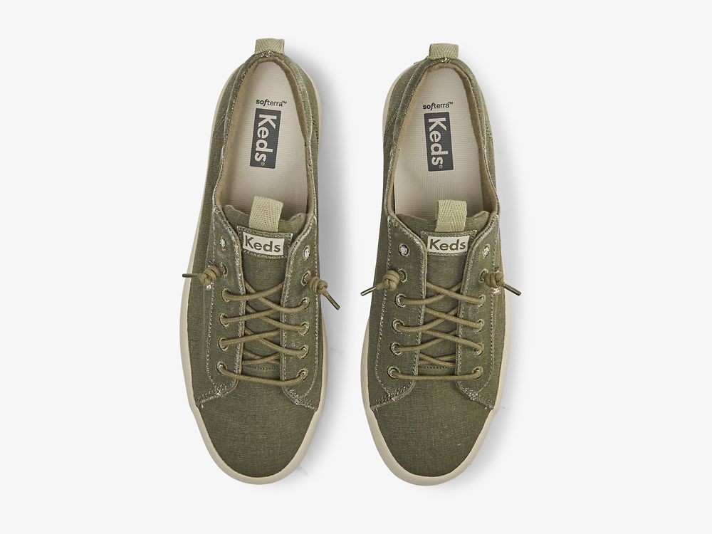 Keds Kickback Vászon Washable Női FűzősCipő Olivazöld | HU-51351