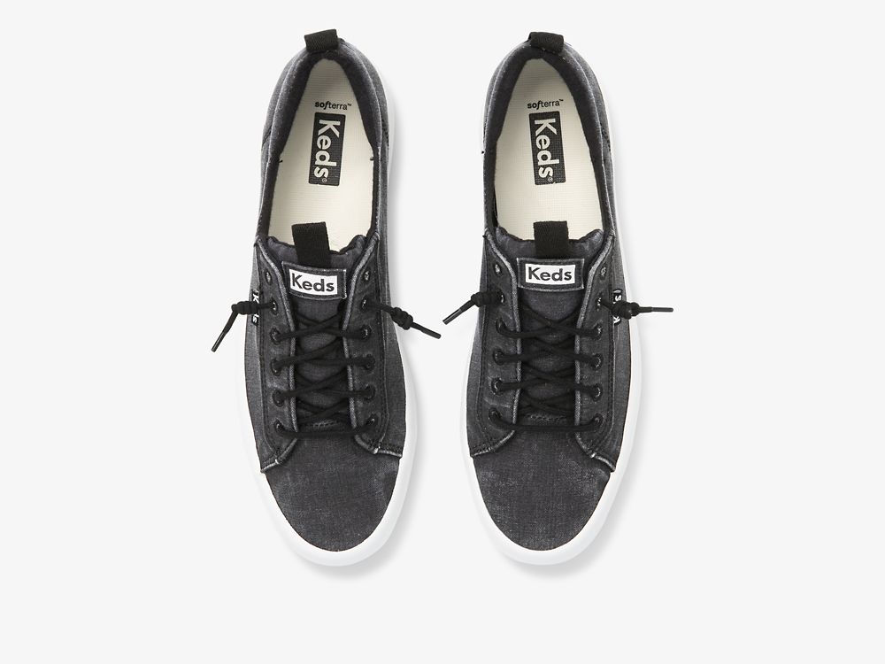 Keds Kickback Vászon Washable Női SlipOnSneakers Fekete | HU-11251