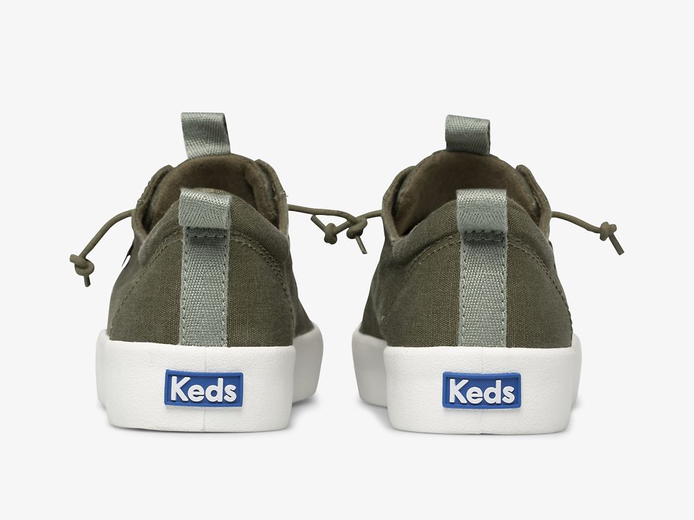 Keds Kickback Washable Feat. Organic Pamut Női SlipOnSneakers Olivazöld | HU-06561