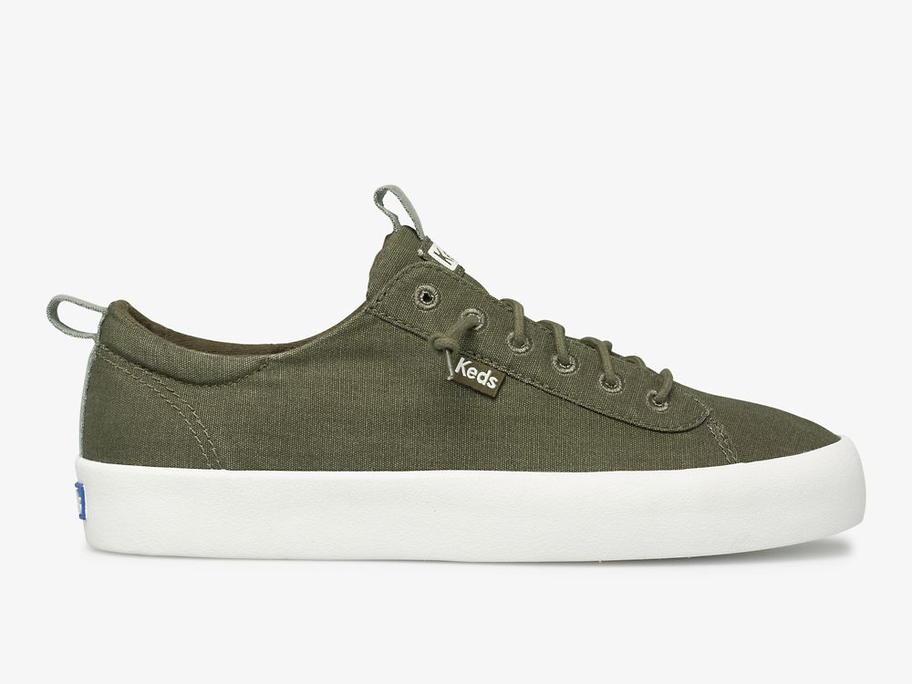 Keds Kickback Washable Feat. Organic Pamut Női SlipOnSneakers Olivazöld | HU-06561