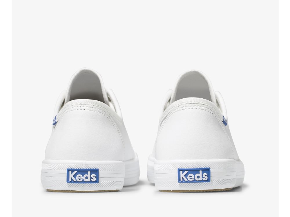 Keds Kickstart Bőr Női Bőr Sneakers Fehér Kék | HU-78308