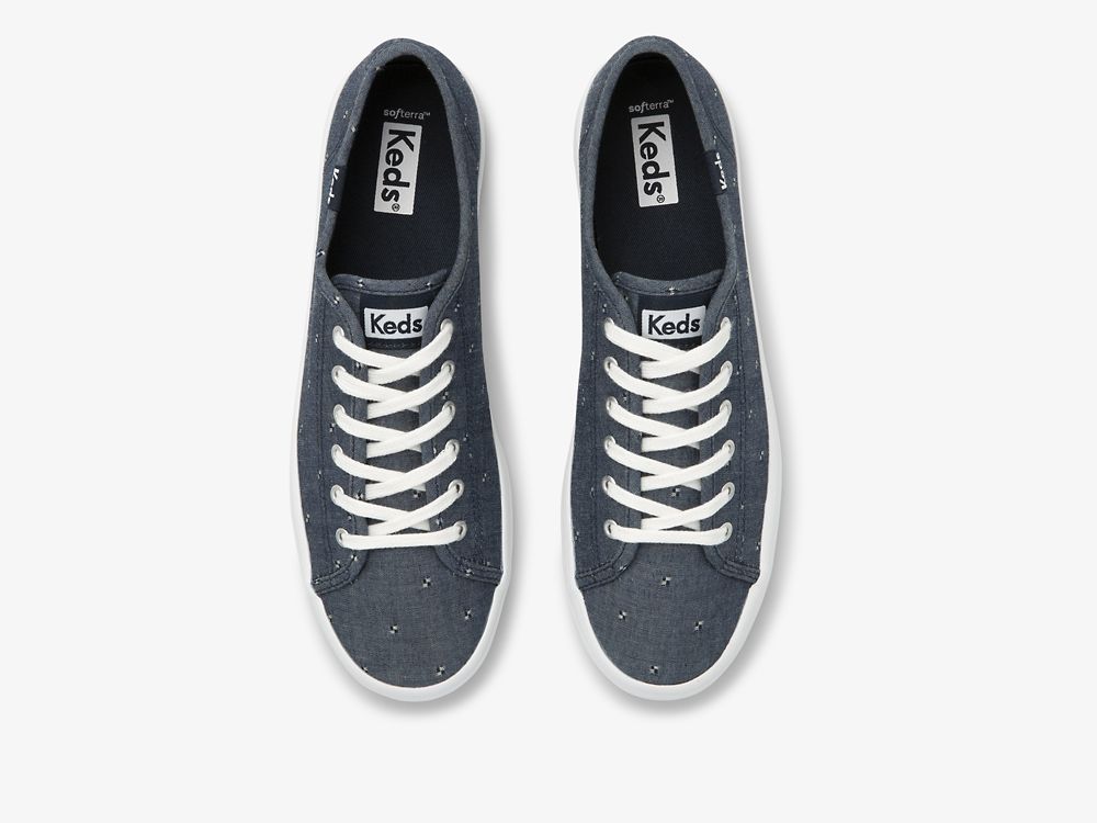 Keds Kickstart Dobby Jacquard Női Teniszcipő Sötétkék | HU-48145