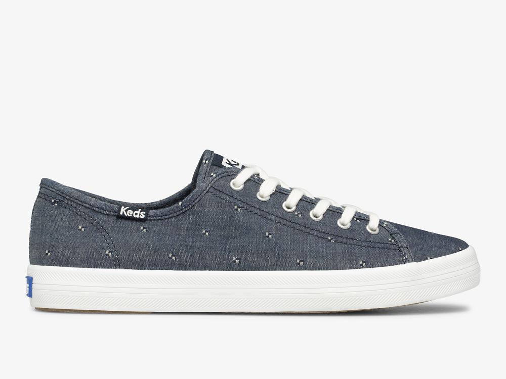 Keds Kickstart Dobby Jacquard Női Teniszcipő Sötétkék | HU-48145