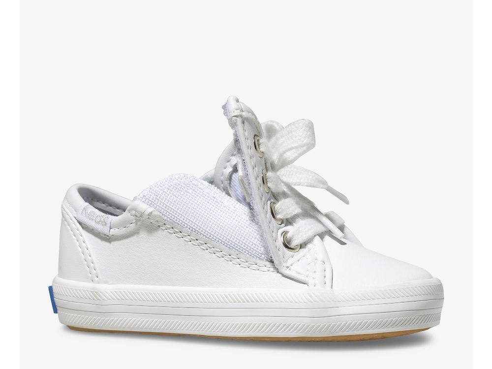 Keds Kickstart Jr. Bőr Sneaker Lány Tornacipő Fehér | HU-21302