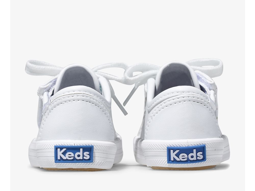 Keds Kickstart Jr. Bőr Sneaker Lány Tornacipő Fehér | HU-21302