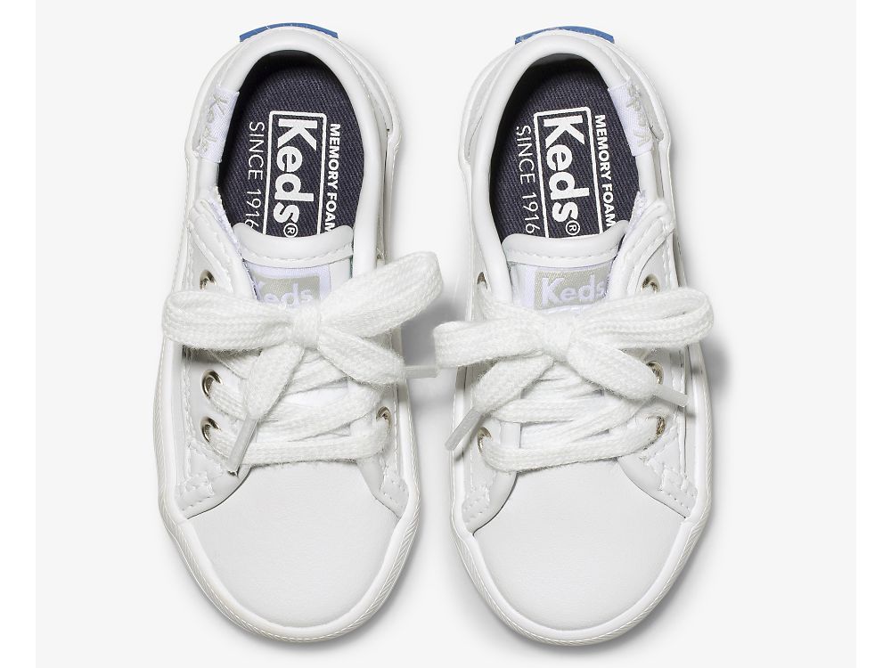 Keds Kickstart Jr. Bőr Sneaker Lány Tornacipő Fehér | HU-21302