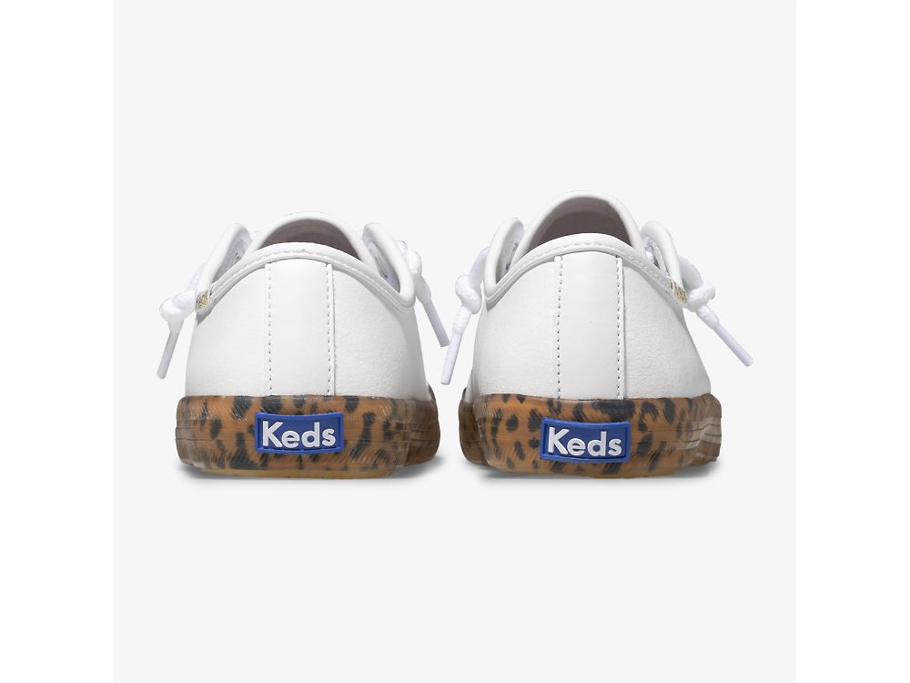 Keds Kickstart Leopard Foxing Sneaker Lány Bőr Sneakers Fehér | HU-32570