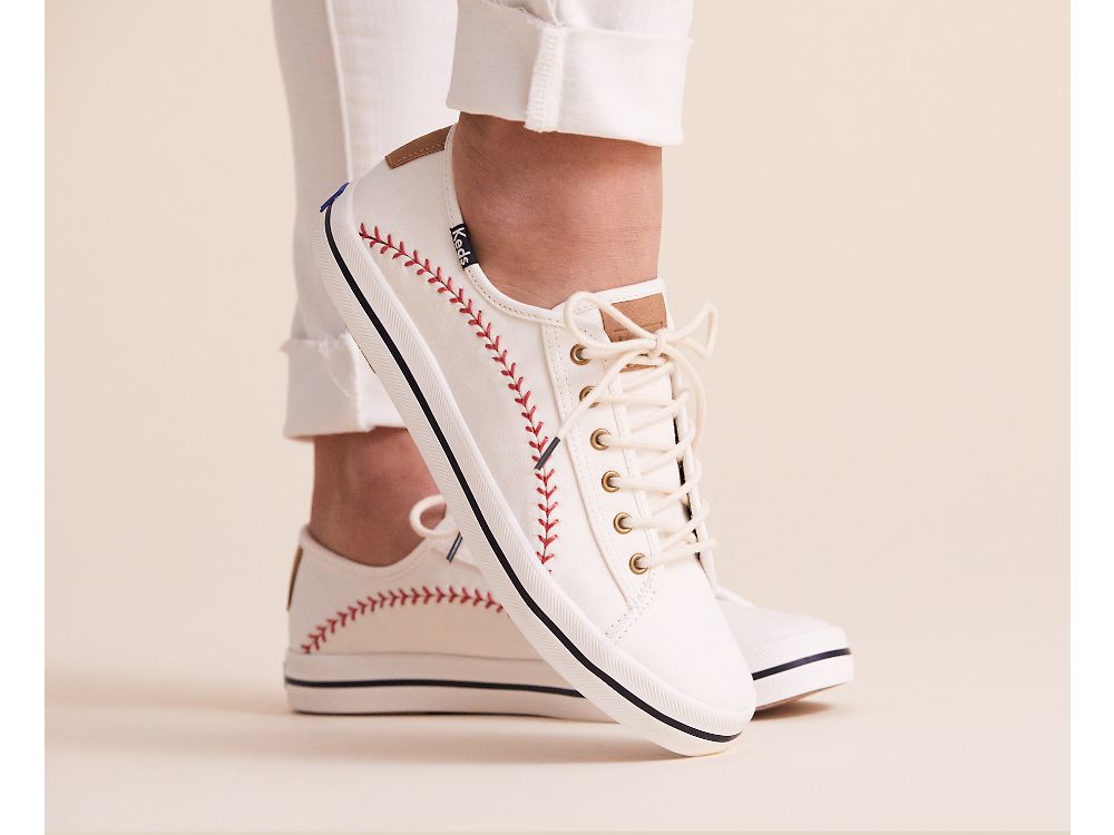 Keds Kickstart Pennant Vászon Női FűzősCipő Krém | HU-83213