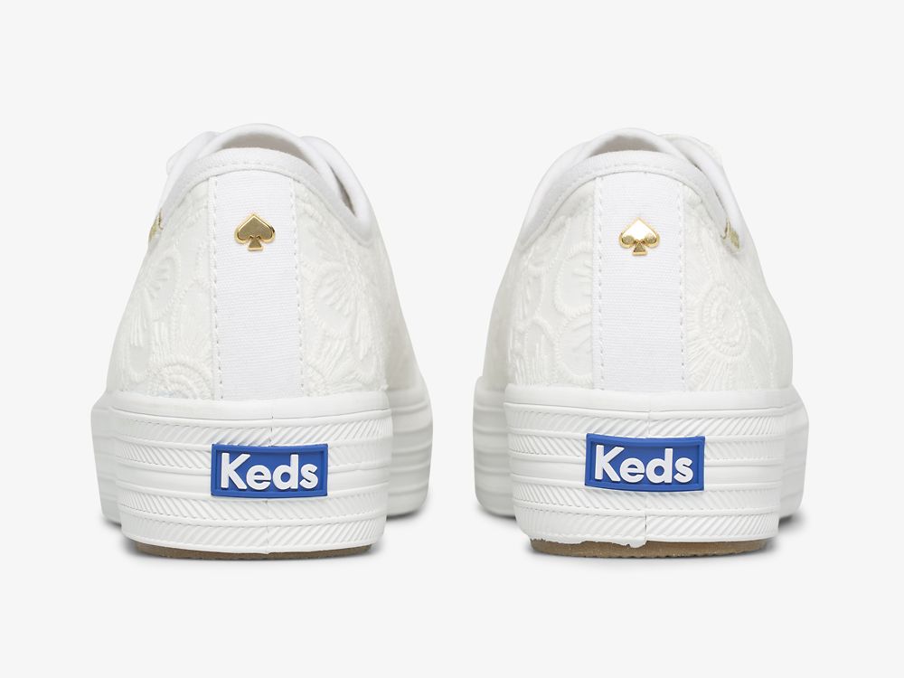 Keds Ksny Triple Kick Floral Eyelet Pearls Női Platform Sneakers Fehér | HU-69122