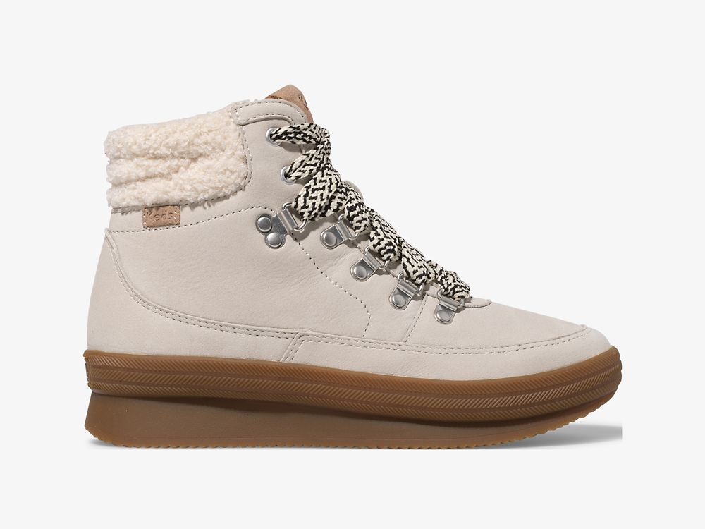 Keds Midland Boot Luxe Bőr w/ Faux Shearling and Thinsulate™ Női Bőr Sneakers Krém | HU-93000