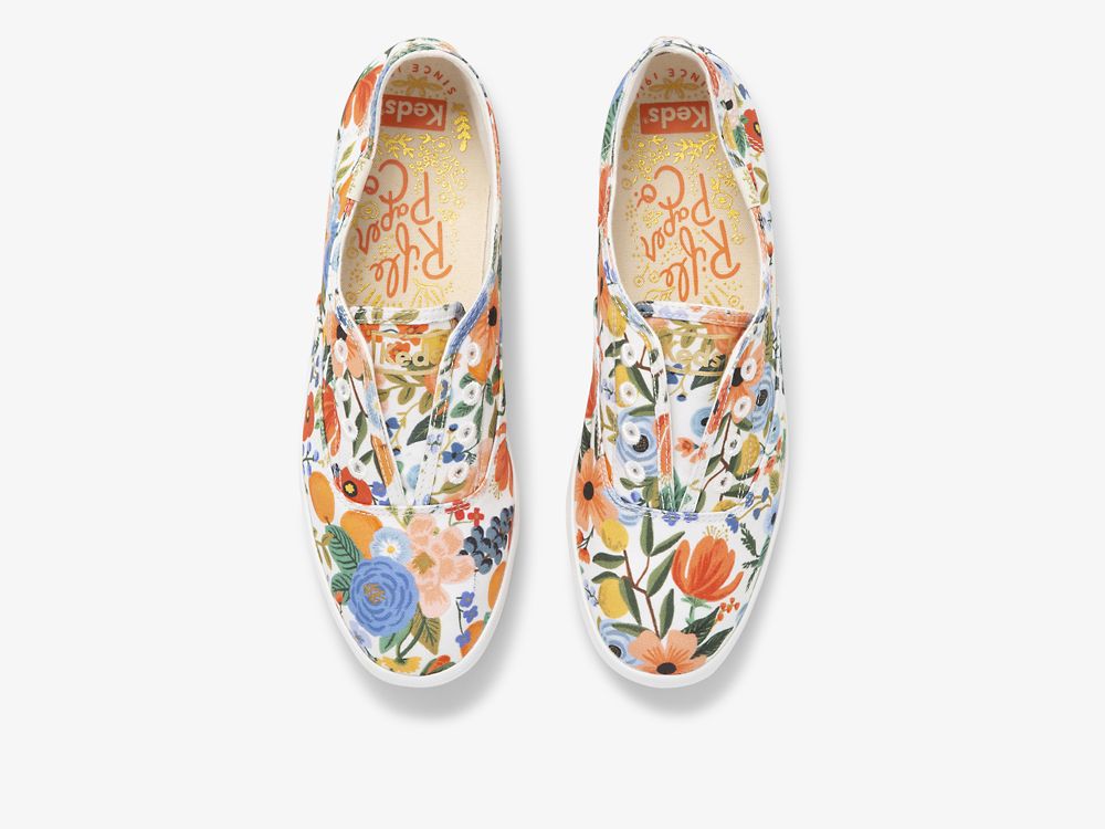 Keds Rifle Paper Co. Chillax Citrus Garden Party Női SlipOnSneakers Fehér Színes | HU-39383