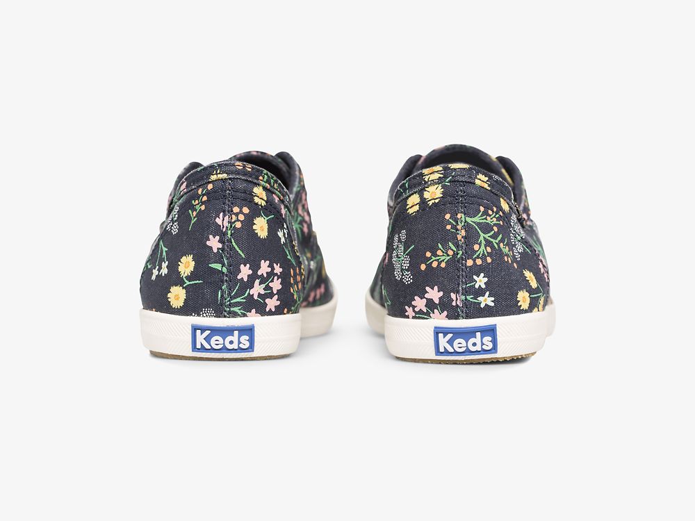 Keds Rifle Paper Co. Chillax Petite Fleurs Printed Női SlipOnSneakers Sötétkék Színes | HU-56281