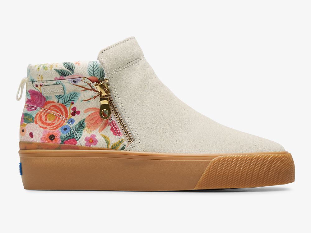 Keds Rifle Paper Co. Cooper Zip Bootie Garden Party Női Csizma Barna | HU-33042