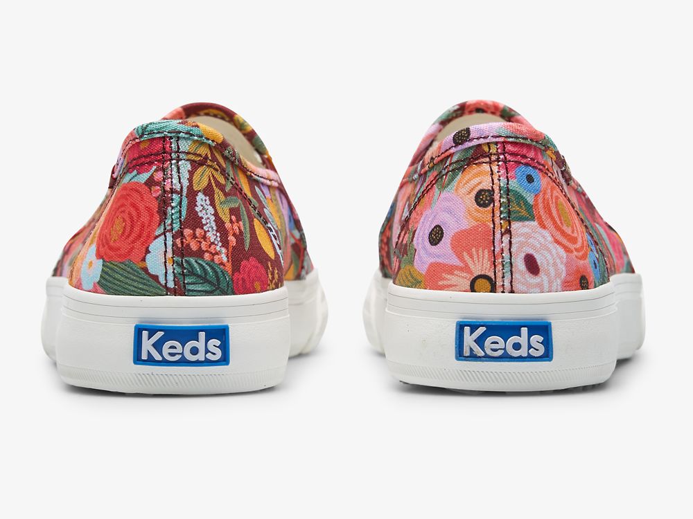 Keds Rifle Paper Co. Double Decker Garden Party Női SlipOnSneakers Bordó | HU-26685