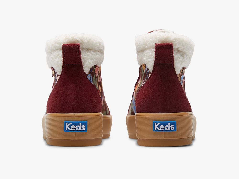 Keds Rifle Paper Co. Tahoe Nouveau Velúr Női Csizma Bordó | HU-02915