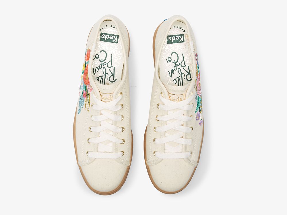 Keds Rifle Paper Co. Triple Kick Embossed Garden Party Női Platform Sneakers Fehér Színes | HU-24314