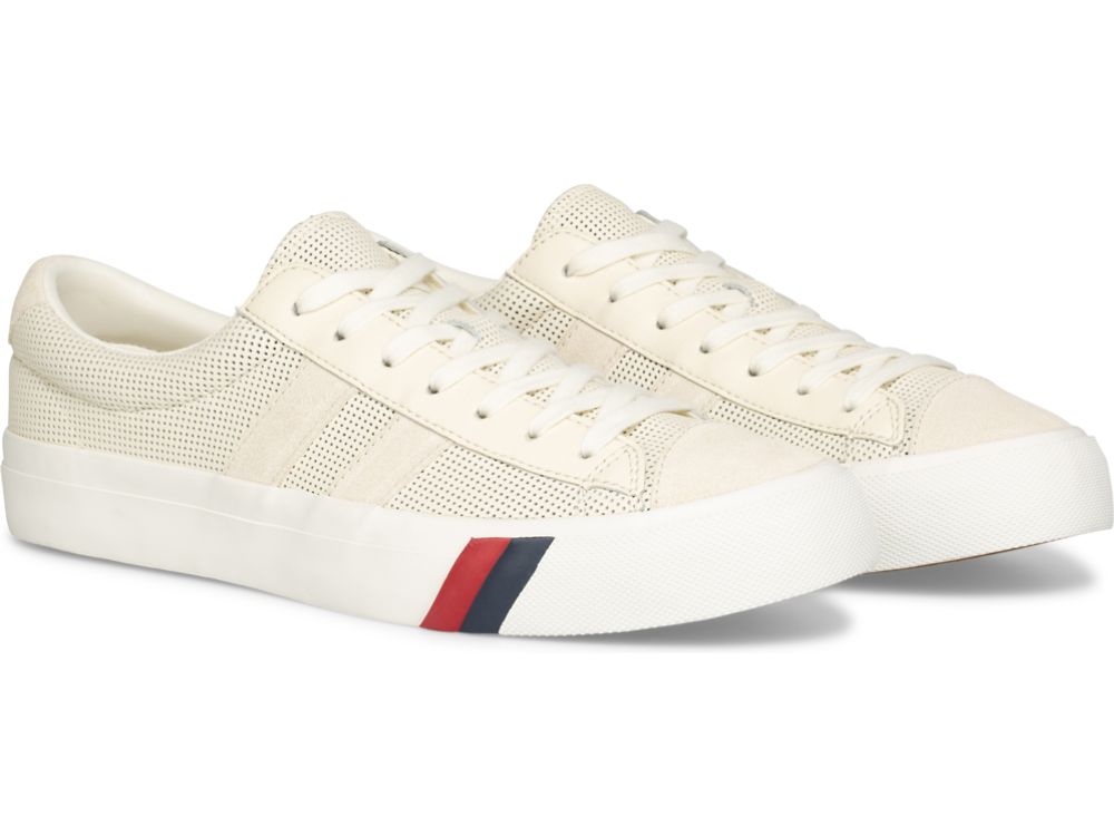 Keds Royal Plus Perf Bőr Férfi Tornacipő Krém | HU-13481