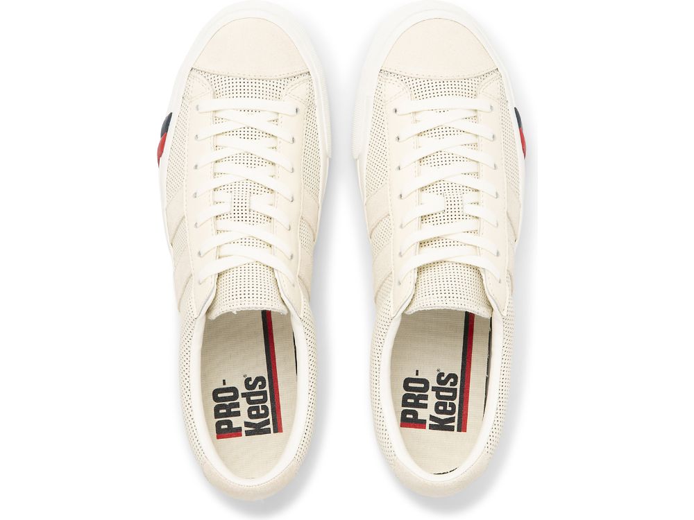 Keds Royal Plus Perf Bőr Férfi Tornacipő Krém | HU-13481