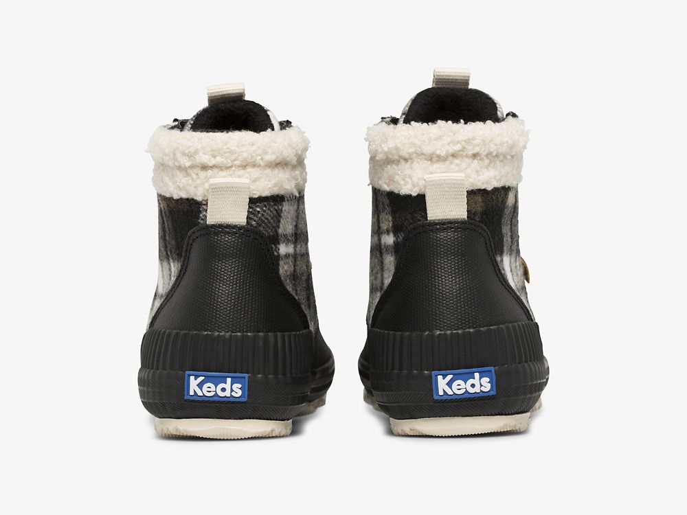 Keds Scout Boot III Vizi Resistant Twill Plaid w/ Thinsulate™ Női FűzősCipő Fekete | HU-23787