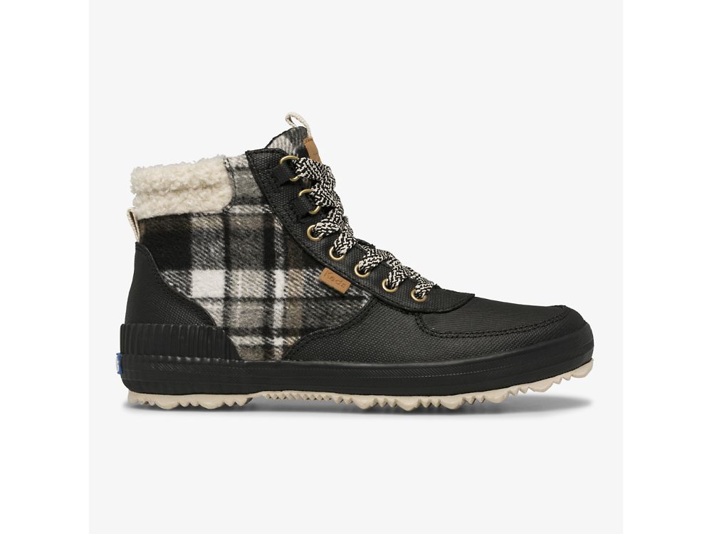 Keds Scout Boot III Vizi Resistant Twill Plaid w/ Thinsulate™ Női FűzősCipő Fekete | HU-23787