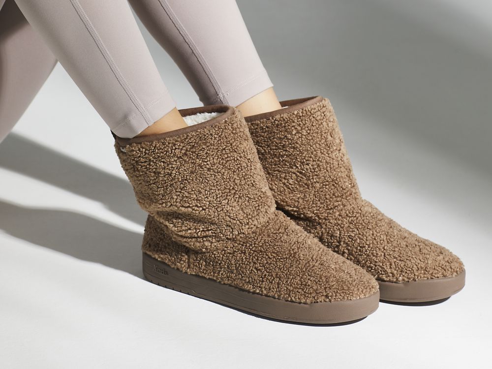 Keds Tally Boot Faux Shearling Női Csizma Barna | HU-76329